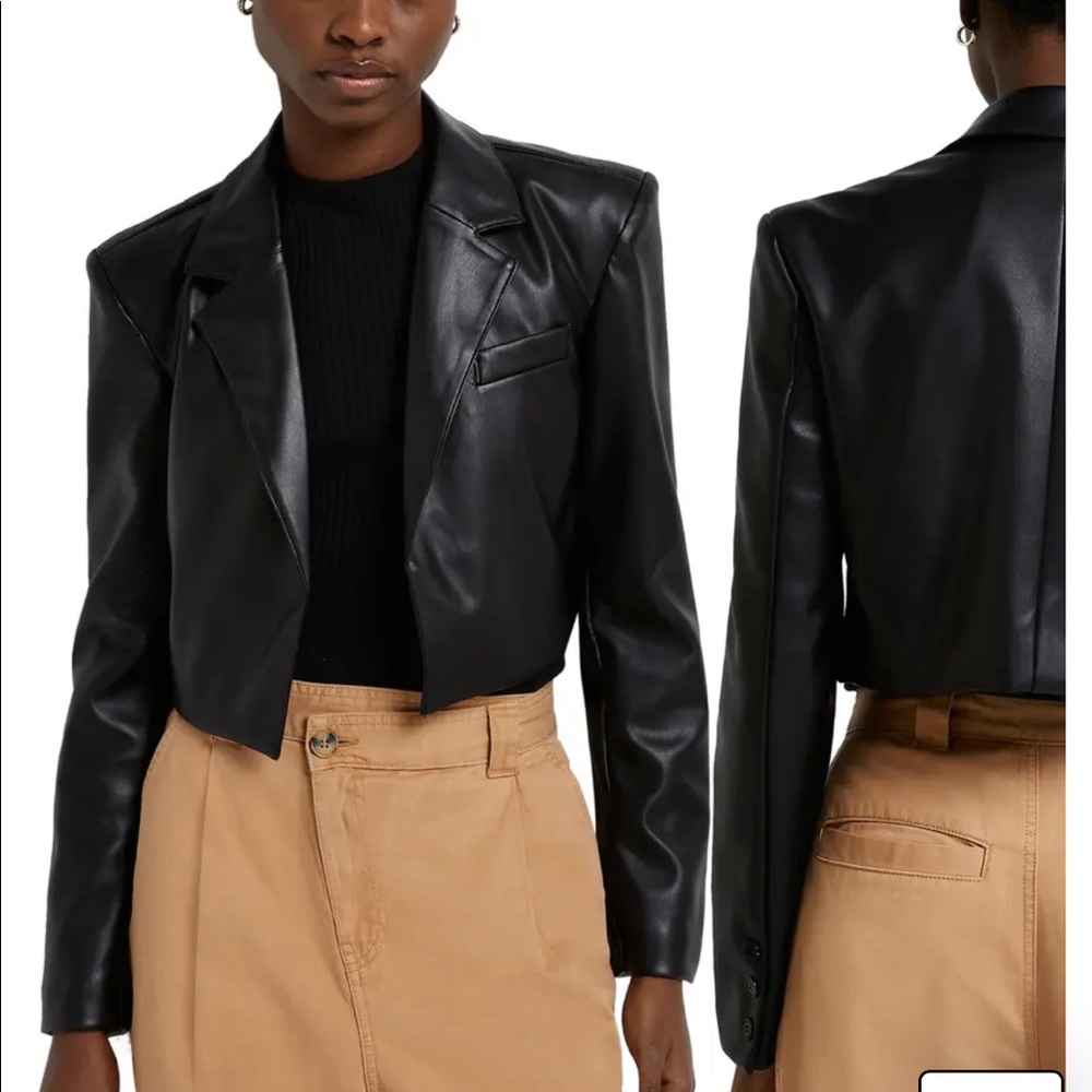 BNWT River Island Cropped Faux Leather Jacket